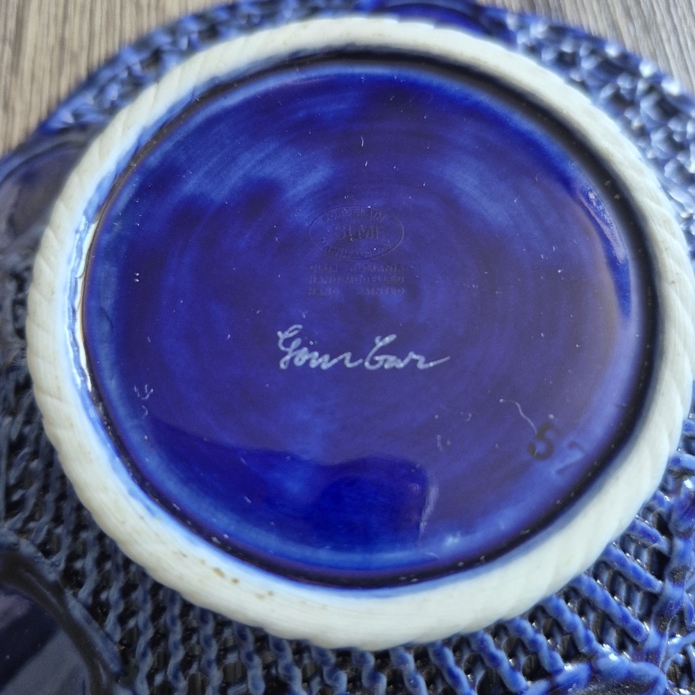 Vintage Europa Signed SIM Porcelain Hand Painted  Reticulated Dish 6" x 6" - Picture 5 of 9